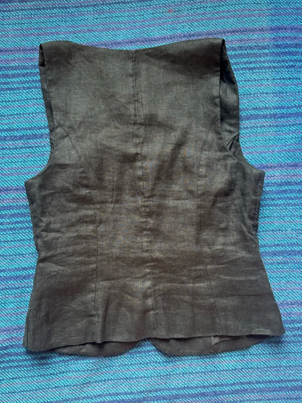 J. Crew Black 100% Linen Sleeveless Button Vest